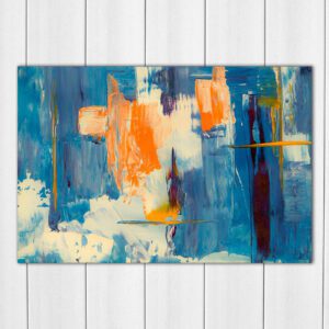 Abstract Art Blue and Orange- Acrylic Photo