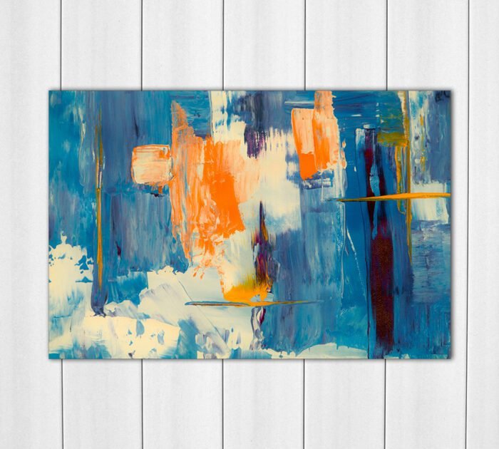 Abstract Art Blue and Orange- Acrylic Photo