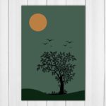 Abstract Art - trees birds green serenity Acrylic Photo