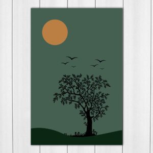 Abstract Art - trees birds green serenity Acrylic Photo