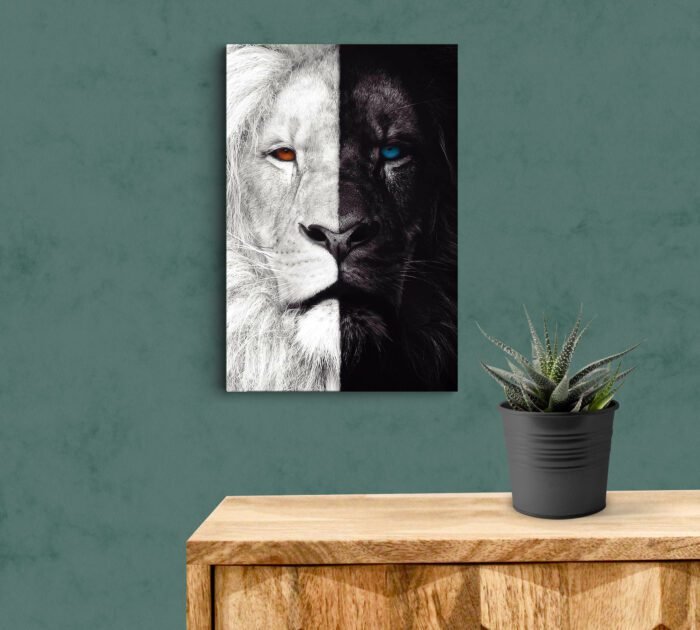 Lion Half White & Black Acrylic Photo