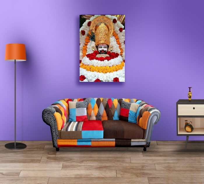 Khatu Shyam Baba Decor With Flowers Acrylic Photo