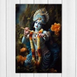 AI Generated Kanha Ji with Basuri Acrylic Photo