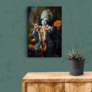 AI Generated Kanha Ji with Basuri Acrylic Photo