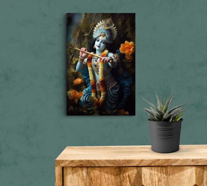 AI Generated Kanha Ji with Basuri Acrylic Photo