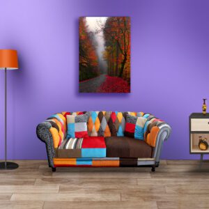 Forest with Red Autumn Trees Acrylic Photo