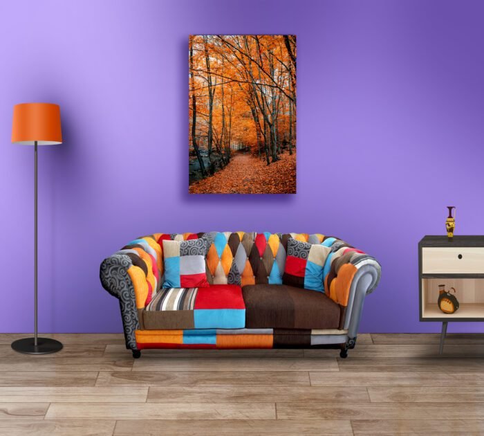 Serene Autumn Forest with Vibrant Foliage Acrylic Photo