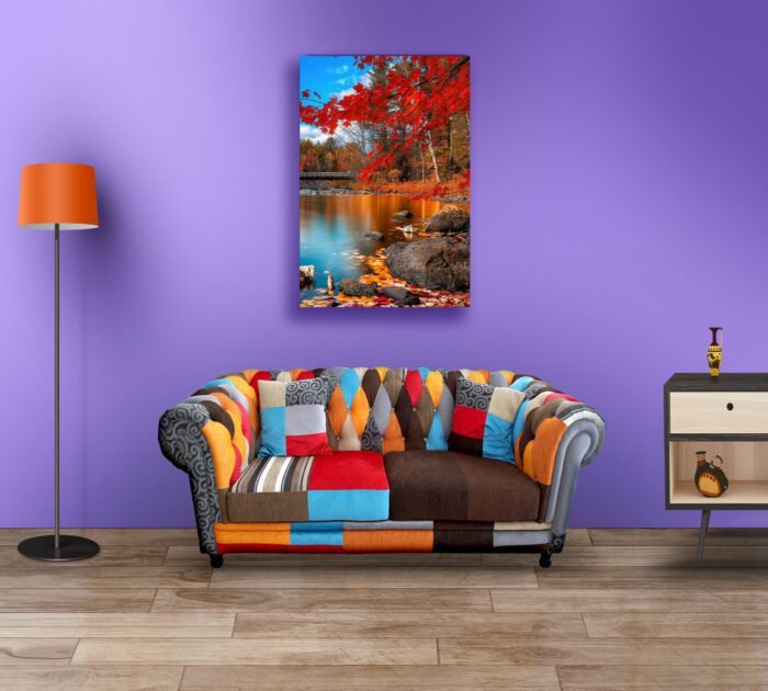 Colorful Autumn Lakeside Trees Acrylic Photo