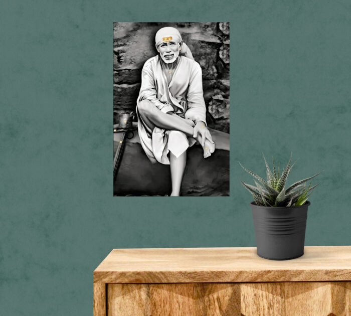 Black and White Sai baba Acrylic Photo